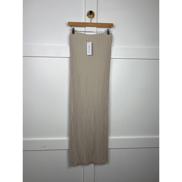 NWT Cotton Citizen Pull On Ribbed Knit Stretch The Capri Maxi Skirt Oatmeal - Picture 2 of 8